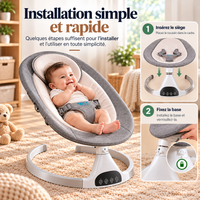 Balancelle Bébé Électrique Télécommande Moustiquaire 0–18 Mois