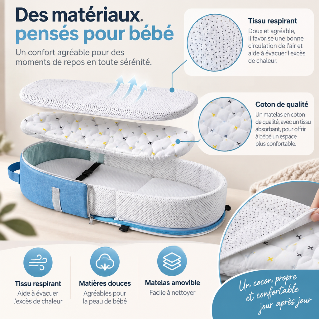 Lit Bébe Pliable de Voyage 0–12 Mois Portable