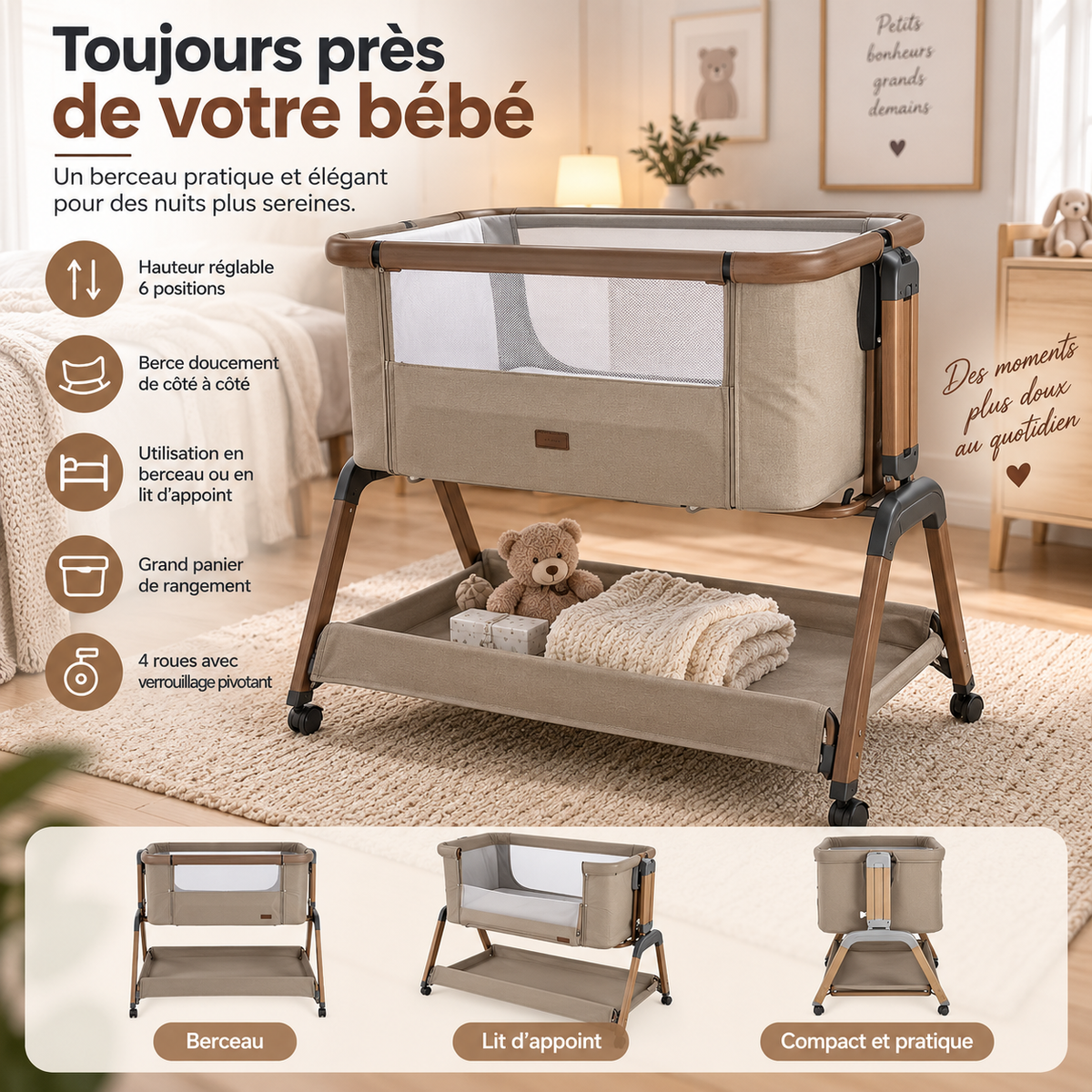 Lit cododo balancelle réglable de qualité supérieur