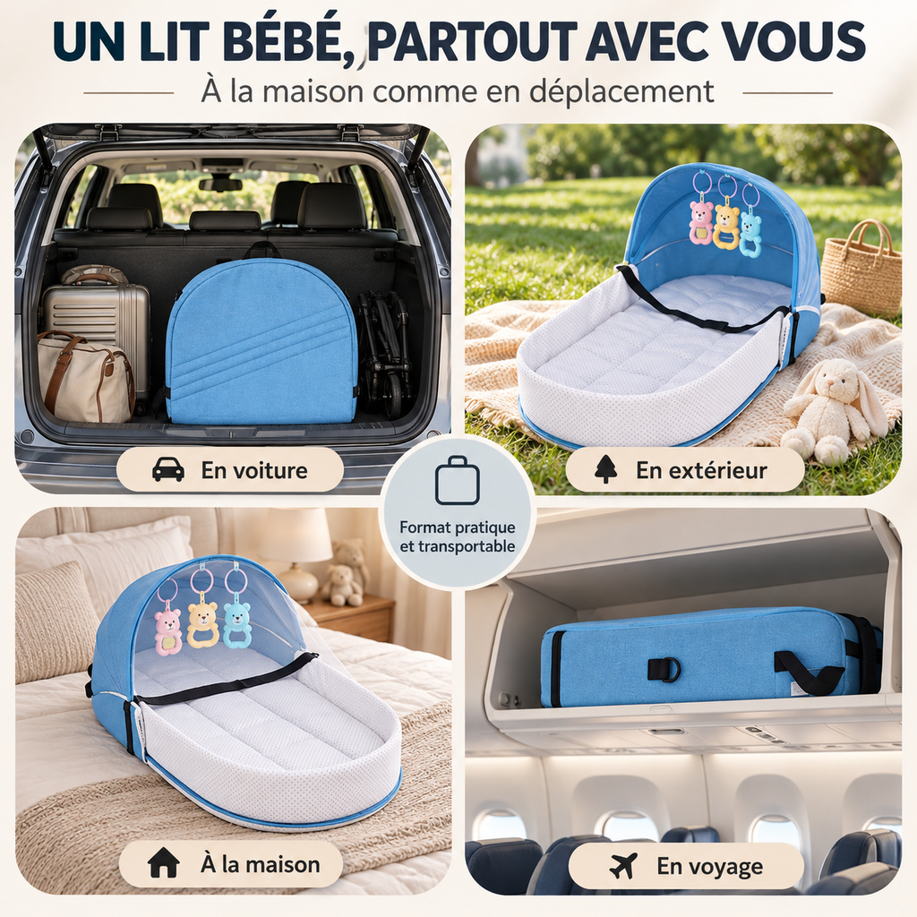 Lit Bébe Pliable de Voyage 0–12 Mois Portable