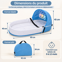 Lit Bébe Pliable de Voyage 0–12 Mois Portable