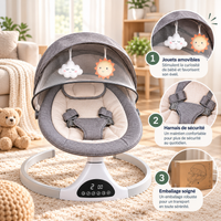 Balancelle Bébé Électrique Télécommande Moustiquaire 0–18 Mois