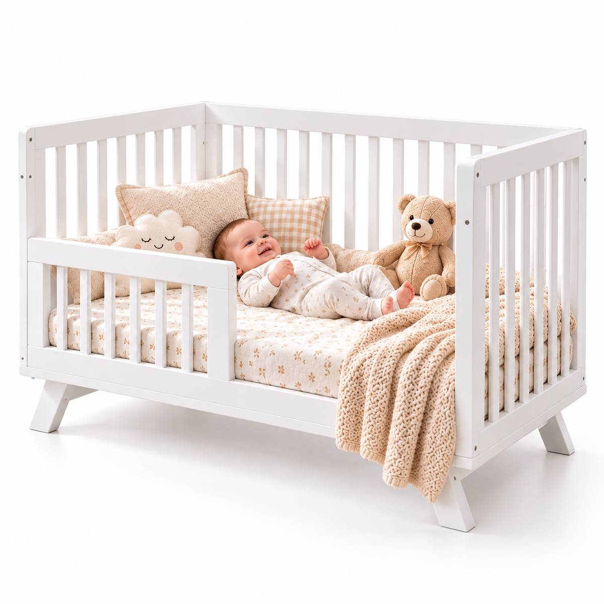 Lit Bébé en bois réglable en hauteur multifonctionnel