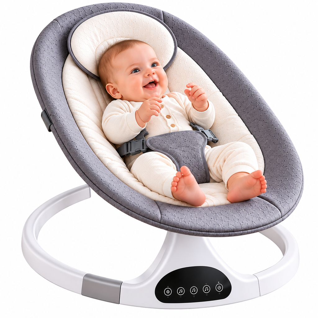 Balancelle Bébé Électrique Télécommande Moustiquaire 0–18 Mois