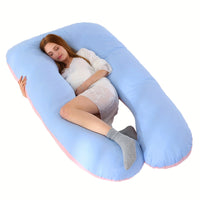 Coussin de grossesse en U multifonctionnel 110 × 55 cm avec housse amovible et lavable.
